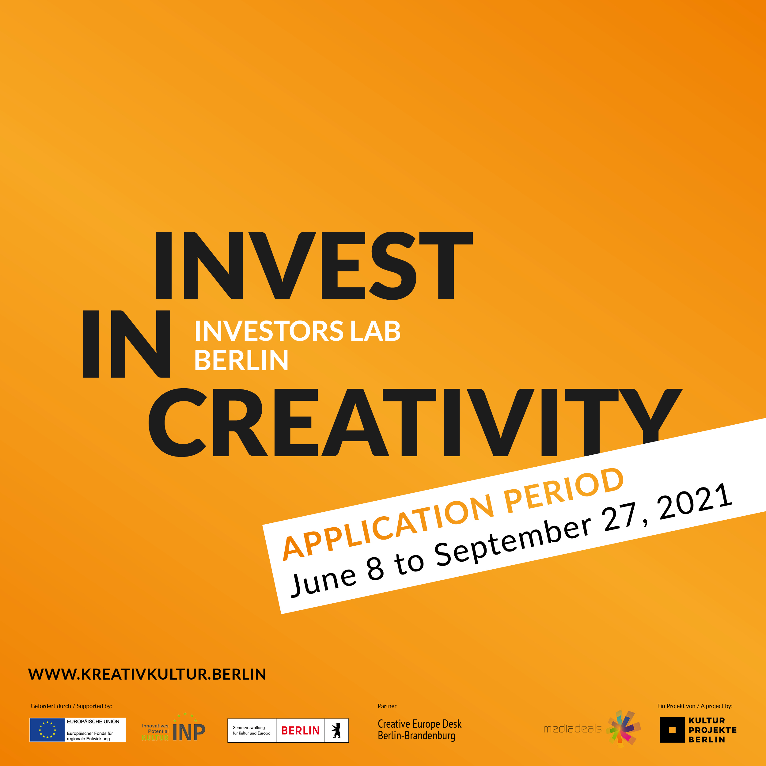 Invest in Creativity - Bewerbung bis 27. September möglich 