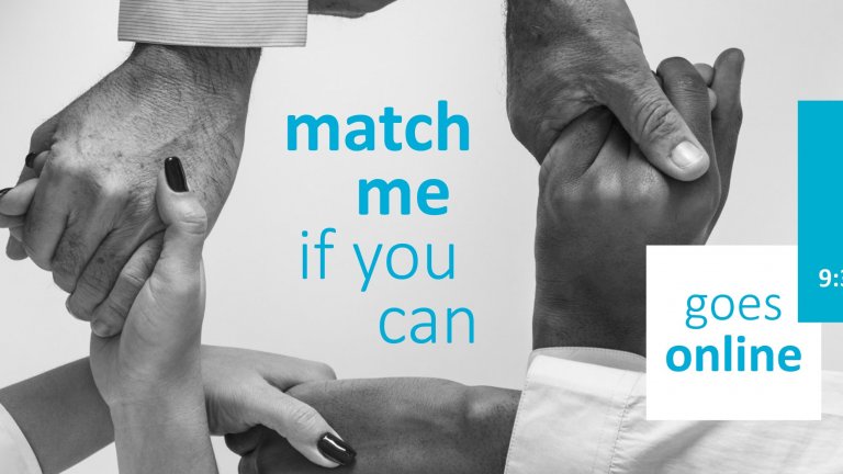 Hände und Text "Match me if you can" Hände und Text "Match me if you can"