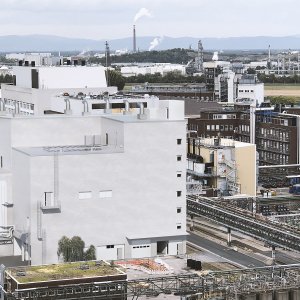 3D-Modell der Fermentationsanlage für biologische und Biotechnologie-basierte Pflanzenschutzmittel Pflanzenschutzprodukte in Ludwigshafen.